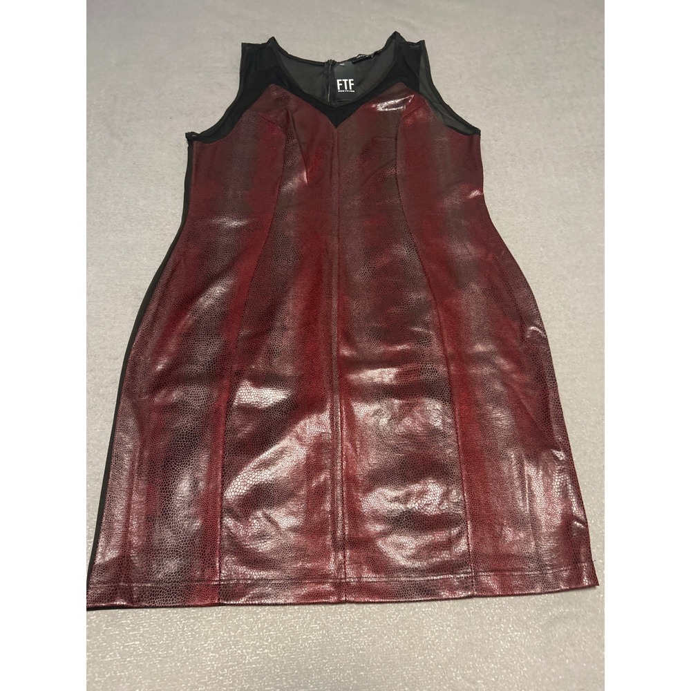 Fashion To Figure Burgundy Snakeskin Faux Leather Mesh Dress 3X Bodycon